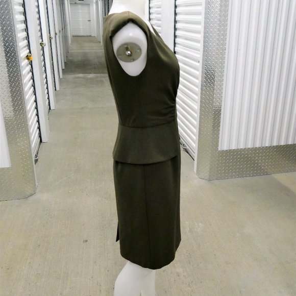 ABS Olive Green Padded & Peplum Dress size 6 - Picture 11 of 12